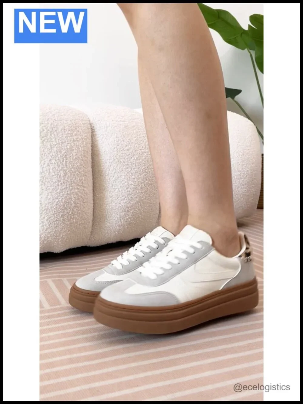 Lightweight Platform Sneakers with Memory Foam Insole, Non-Slip Casual Lace-up